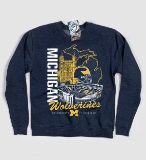 Michigan Wolverine Collage Crew Sweatshirt Michigan Wolverine Collage Crew Sweatshirt