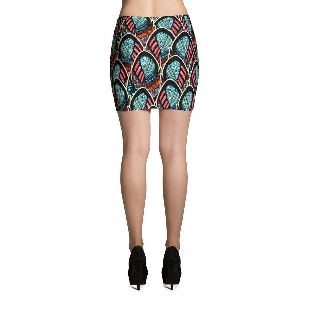 Mini Skirt - Abstract Feathers