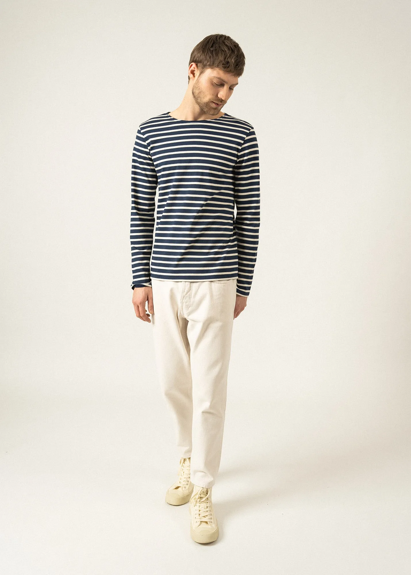 MINQUIERS MODERN - Authentic Breton Stripe Shirt | Soft Cotton | Men Fit (NAVY / ECRU)