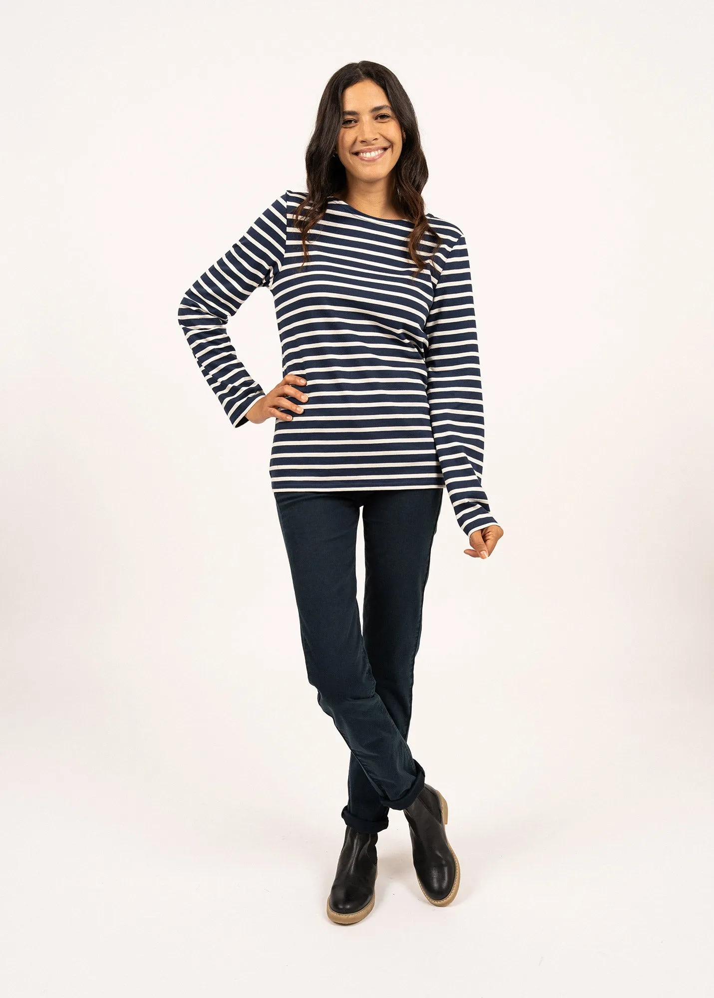 MINQUIERS MODERN - Authentic Breton Stripe Shirt | Soft Cotton | Men Fit (NAVY / ECRU)