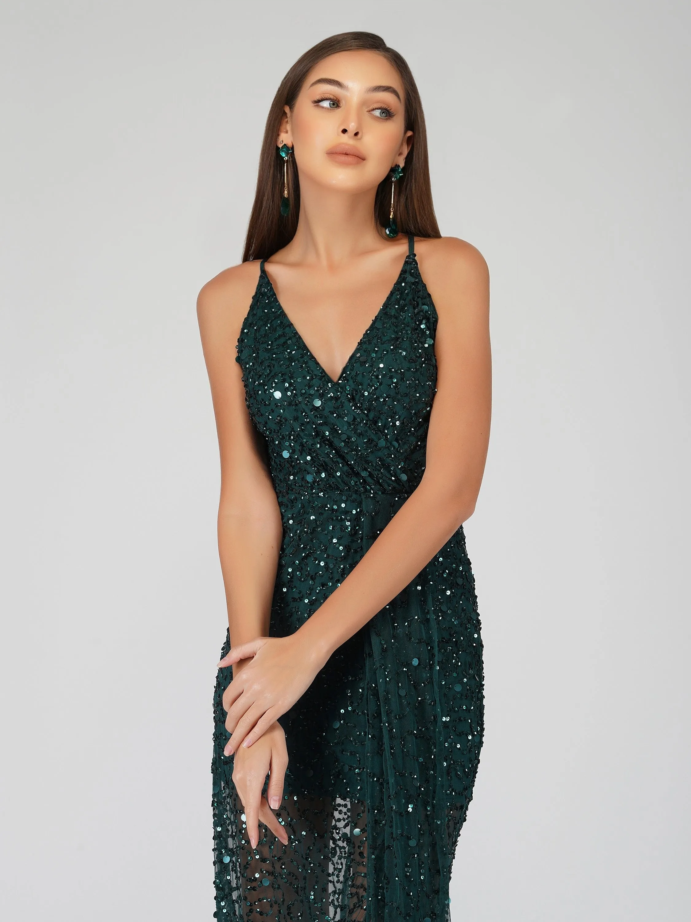 Nair Green Sequin Maxi Dress