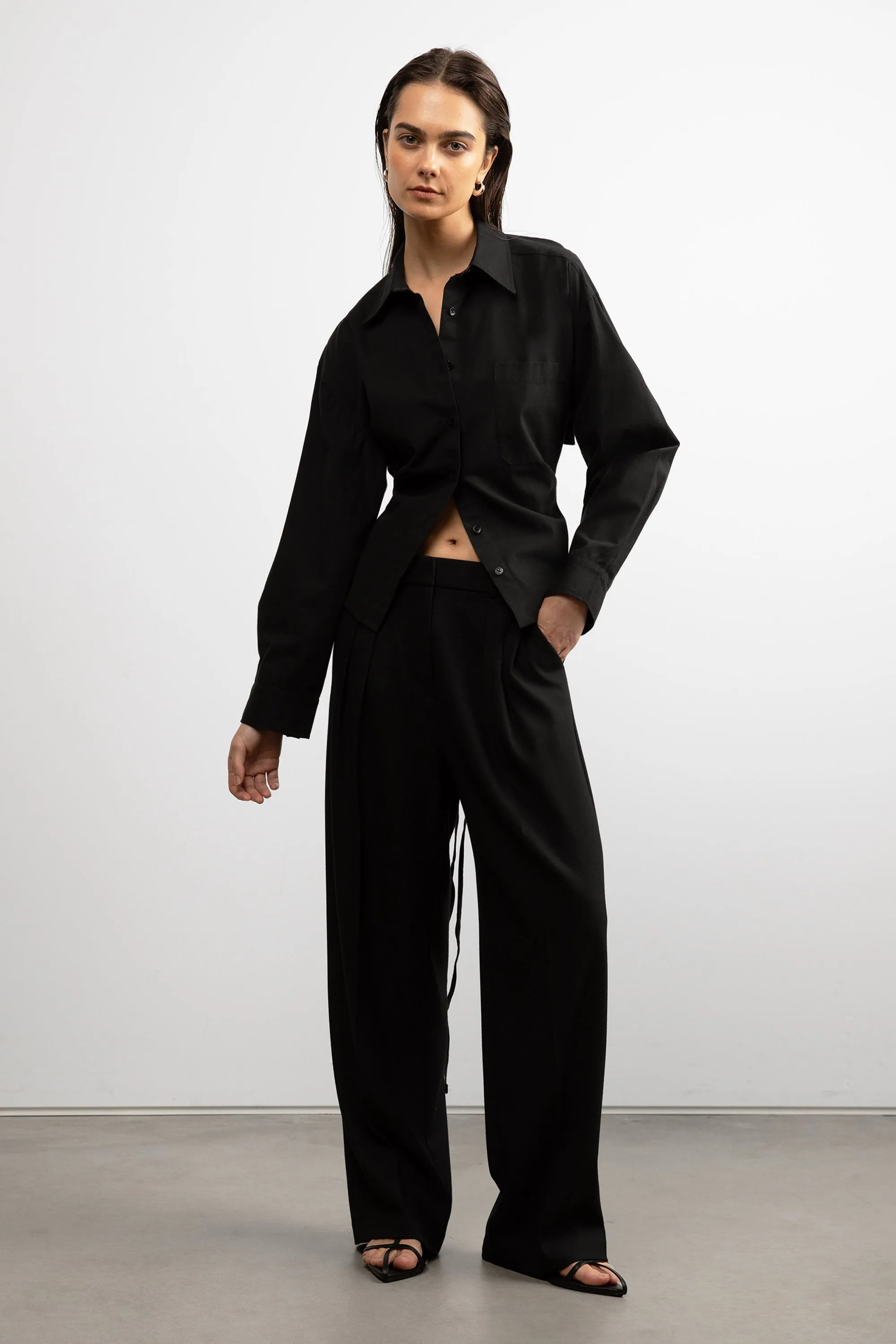 OPEN BACK SHIRT WITH TIES