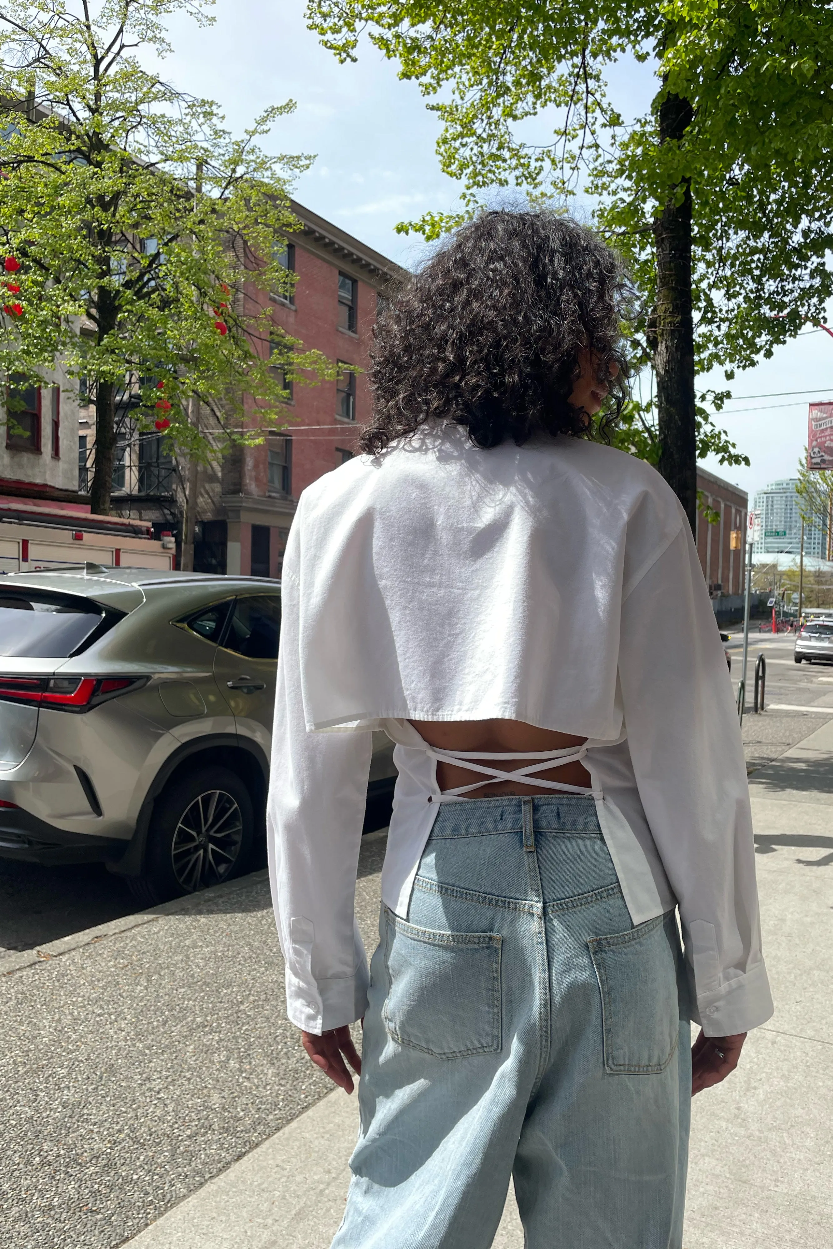 OPEN BACK SHIRT WITH TIES