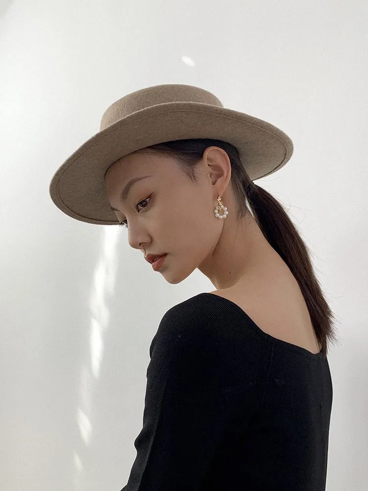 Pearl Floral Drop Hoop Earrings