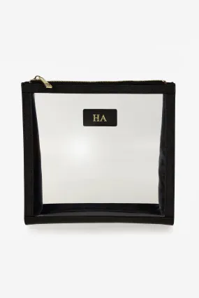 Personalised Leather & Perspex Cali Clutch - Black Saffiano with Gold Hardware Personalised Leather & Perspex Cali Clutch - Black Saffiano with Gold Hardware