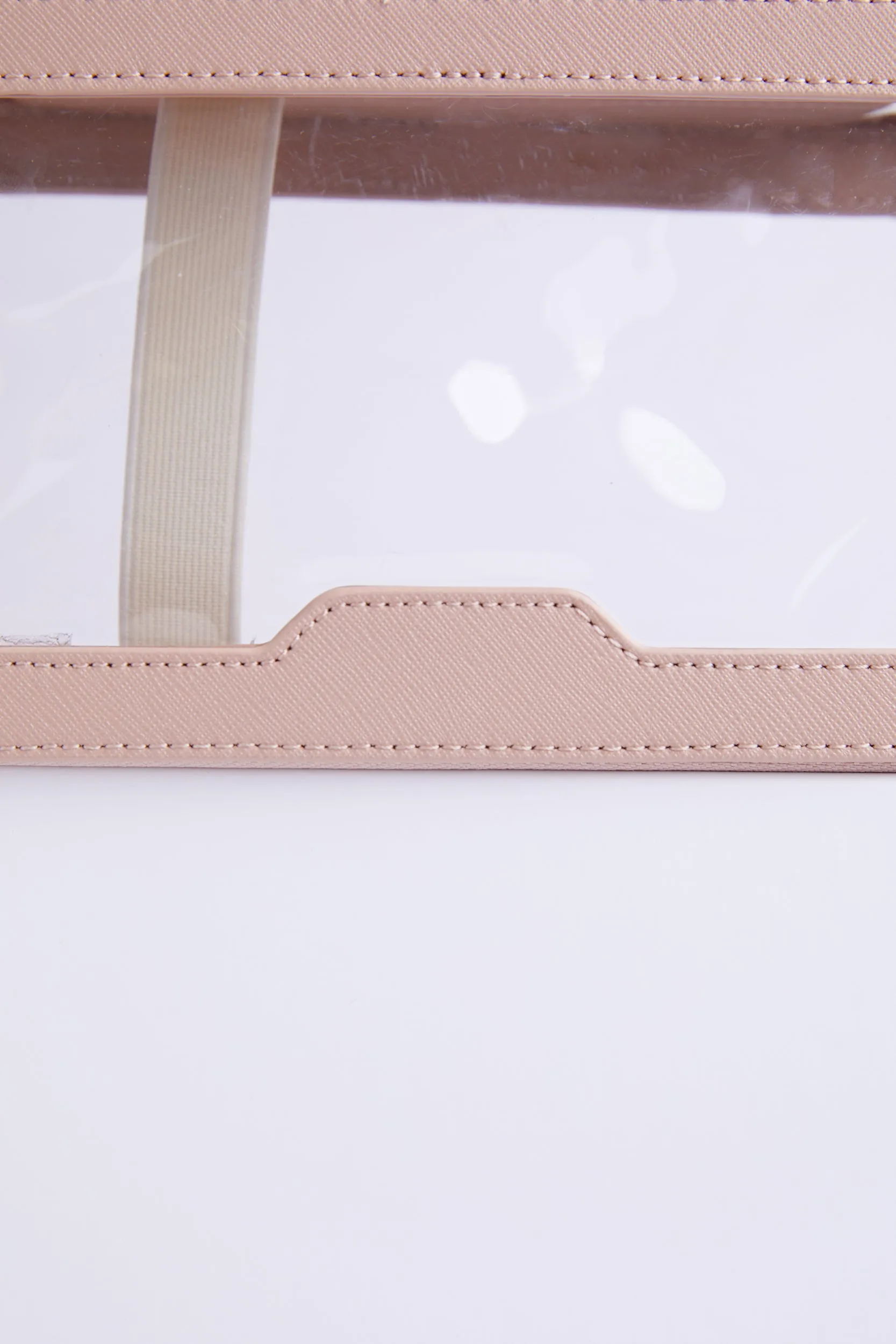 Personalised Leather & Perspex Double Zip Cali Cosmetic Bag - Dusty Pink Saffiano