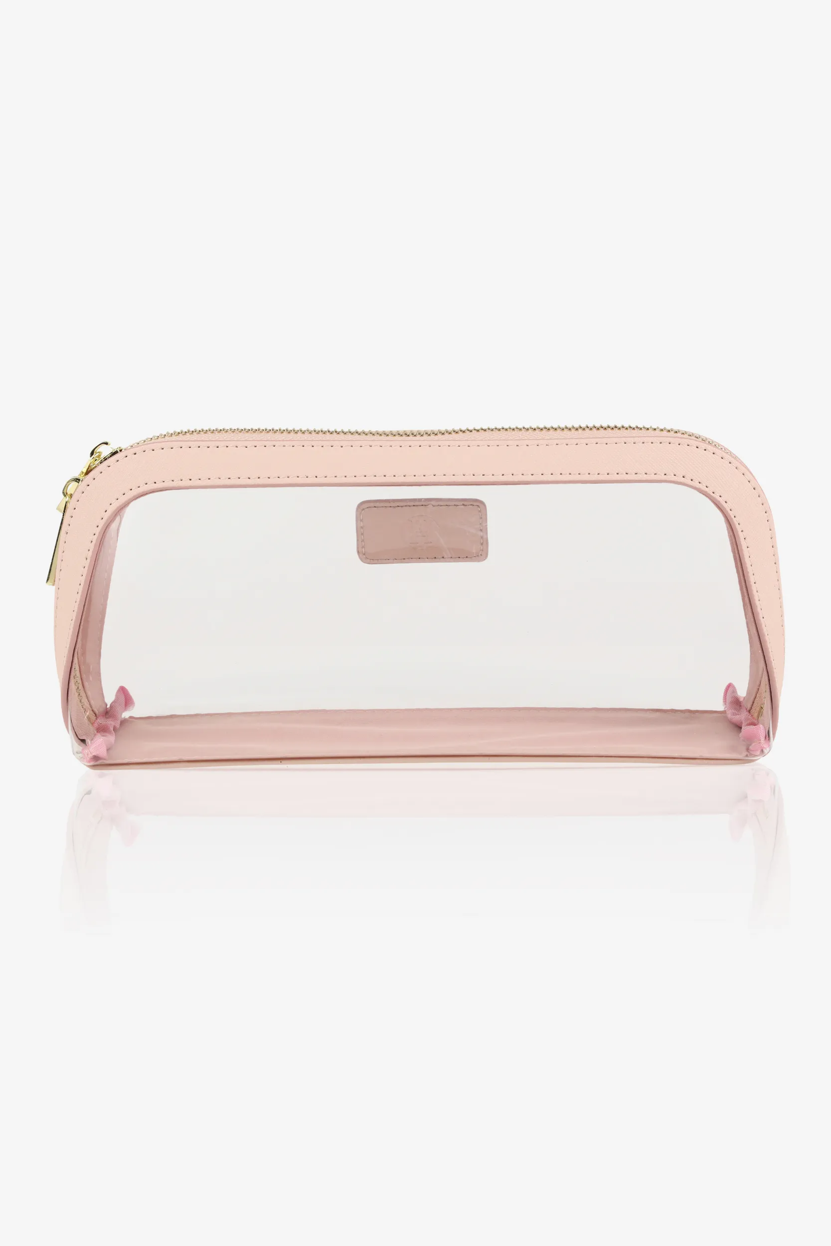 Personalised Leather Cali Cosmetic Case - Light Nude Saffiano with Gold Hardware