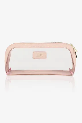 Personalised Leather Cali Cosmetic Case - Light Nude Saffiano with Gold Hardware Personalised Leather Cali Cosmetic Case - Light Nude Saffiano with Gold Hardware
