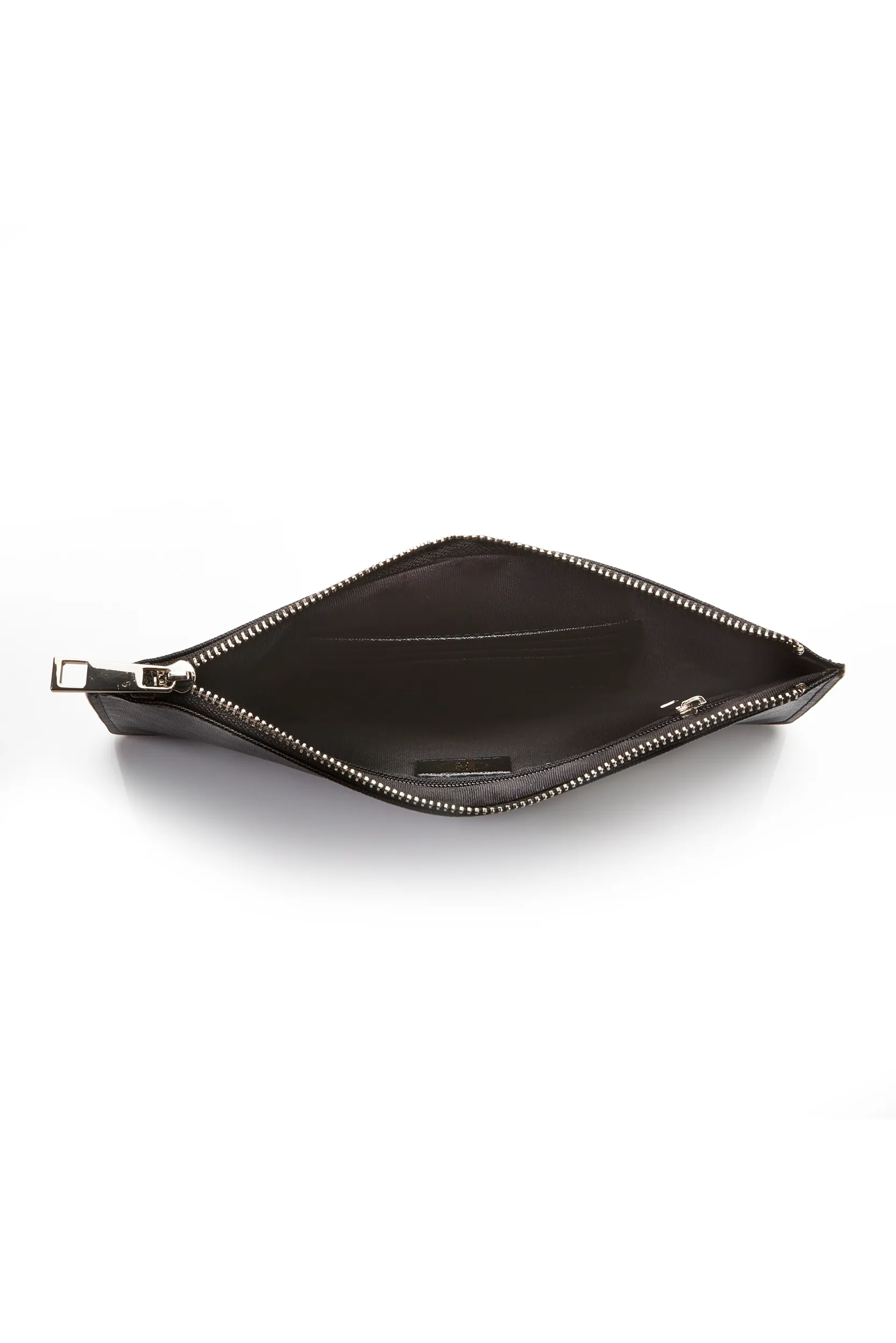 Personalised Leather Pouch - Black Saffiano with Silver hardware