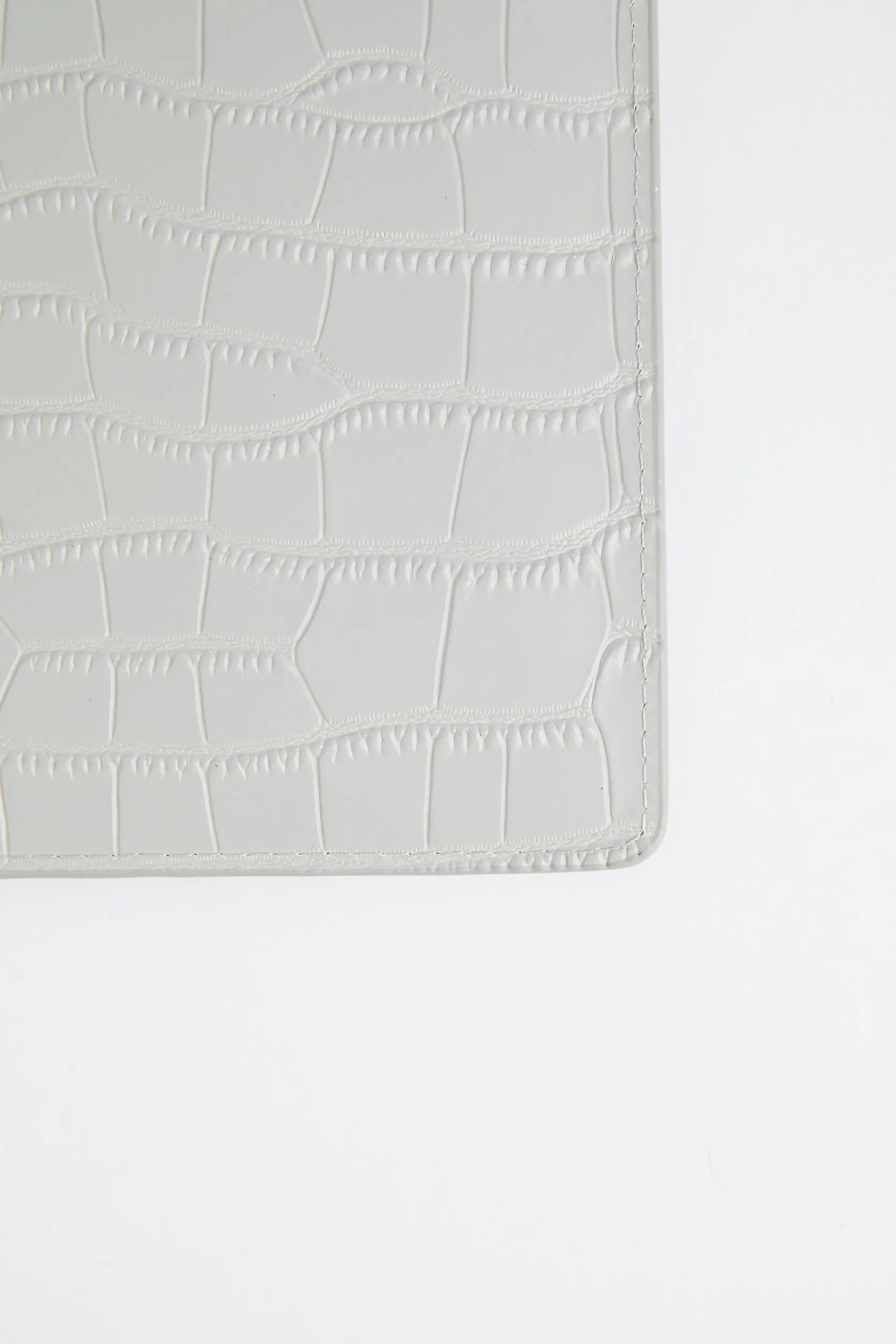 Personalised Leather Pouch - Grey Croc with Gold hardware