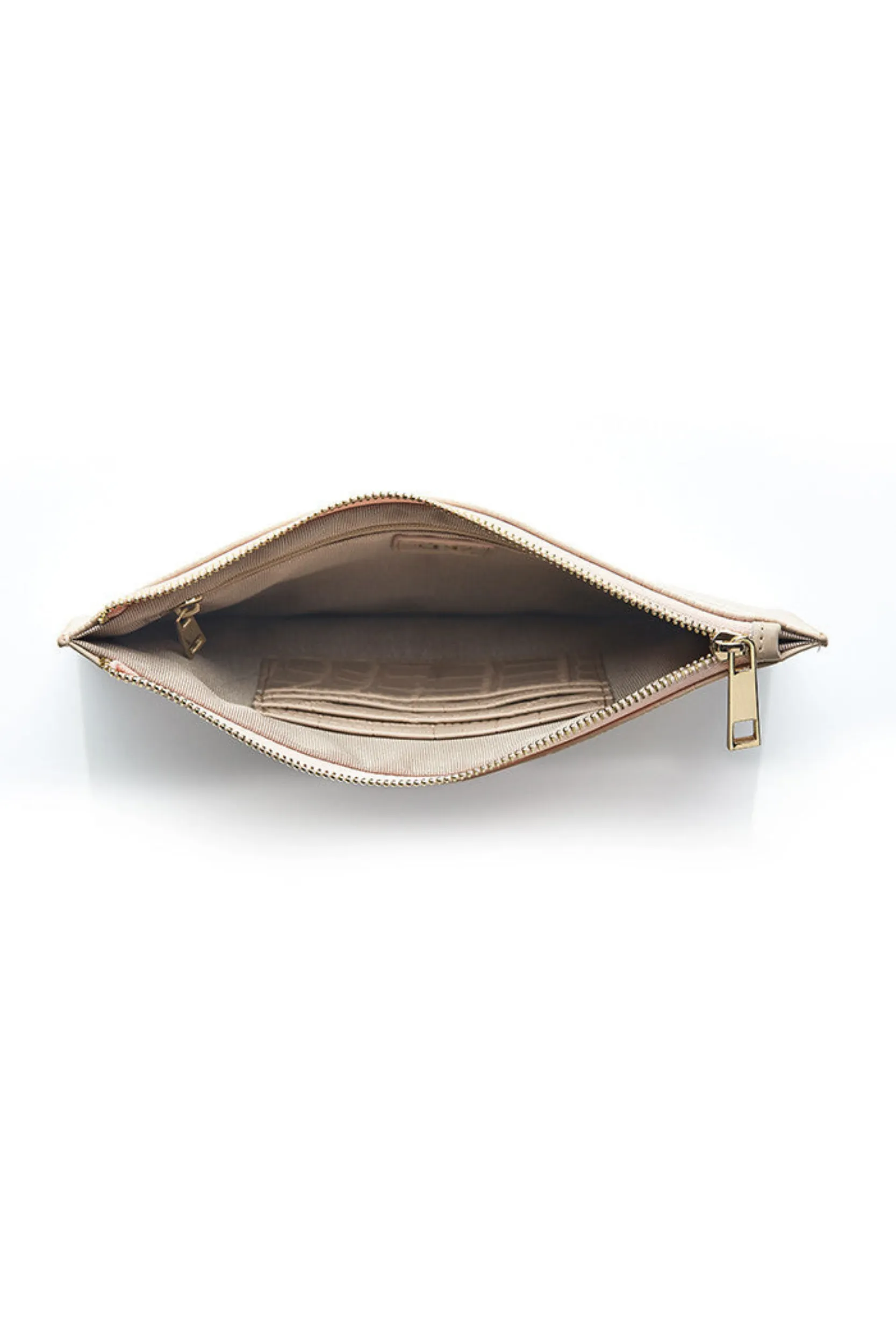Personalised Leather Pouch - Nude Croc with Gold hardware
