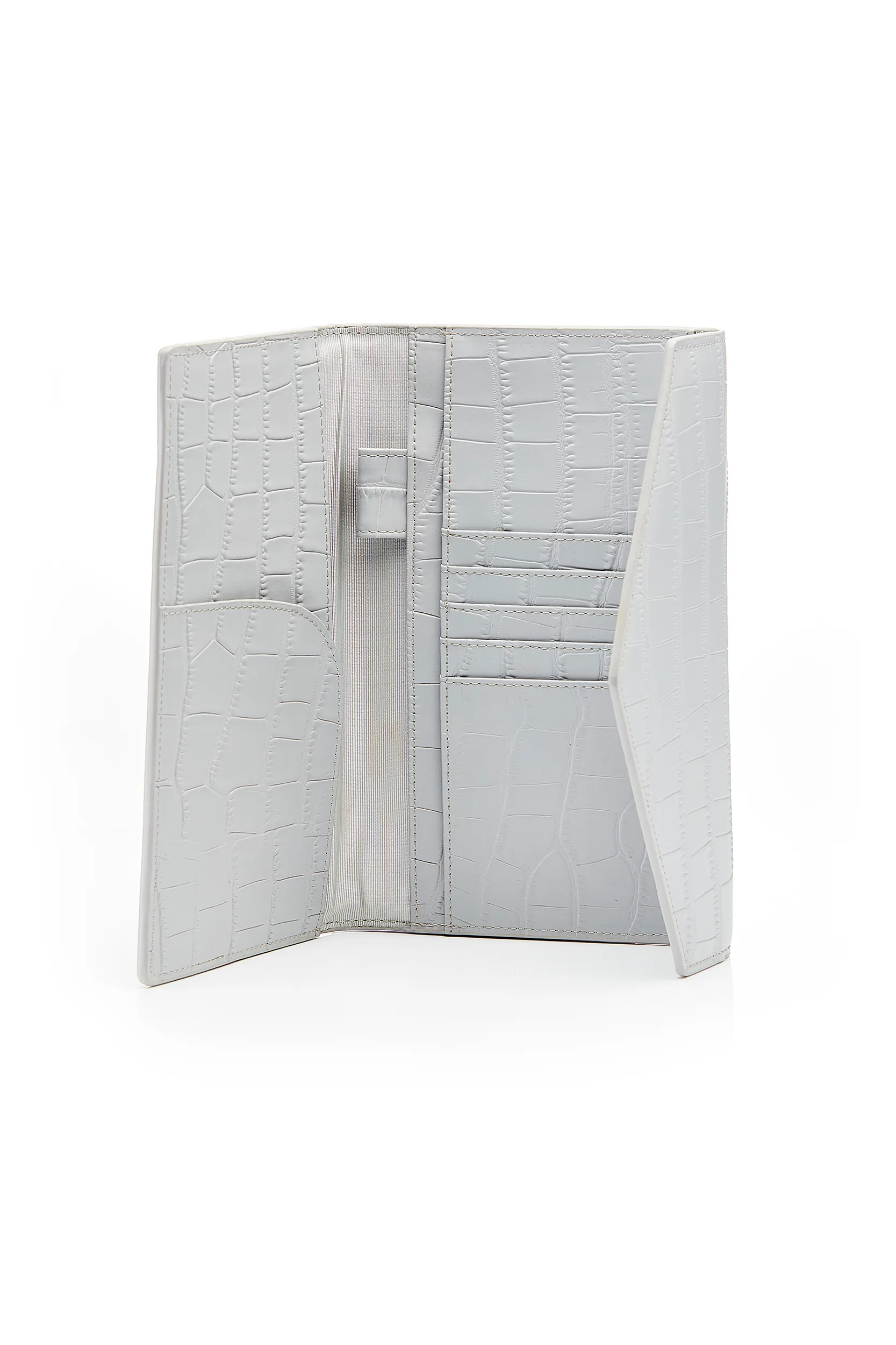 Personalised Leather Travel Envelope - Grey Croc