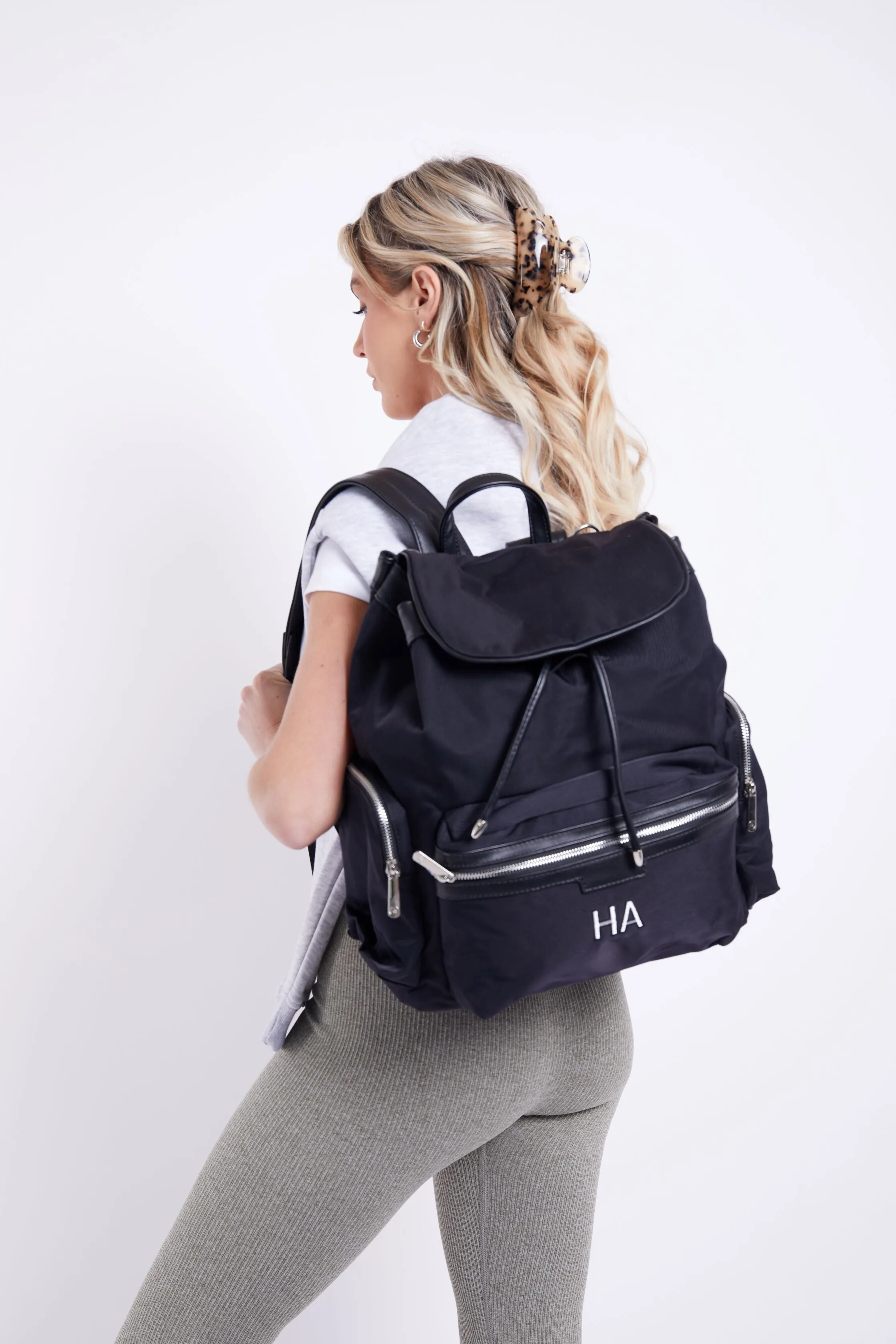 Personalised Luxury Backpack - Black with Silver Hardware