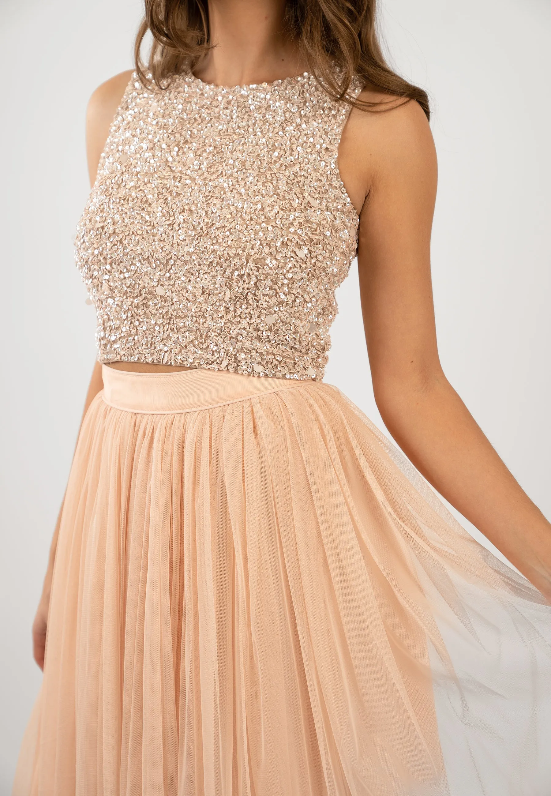 Picasso Nude Embellished Sequin Top