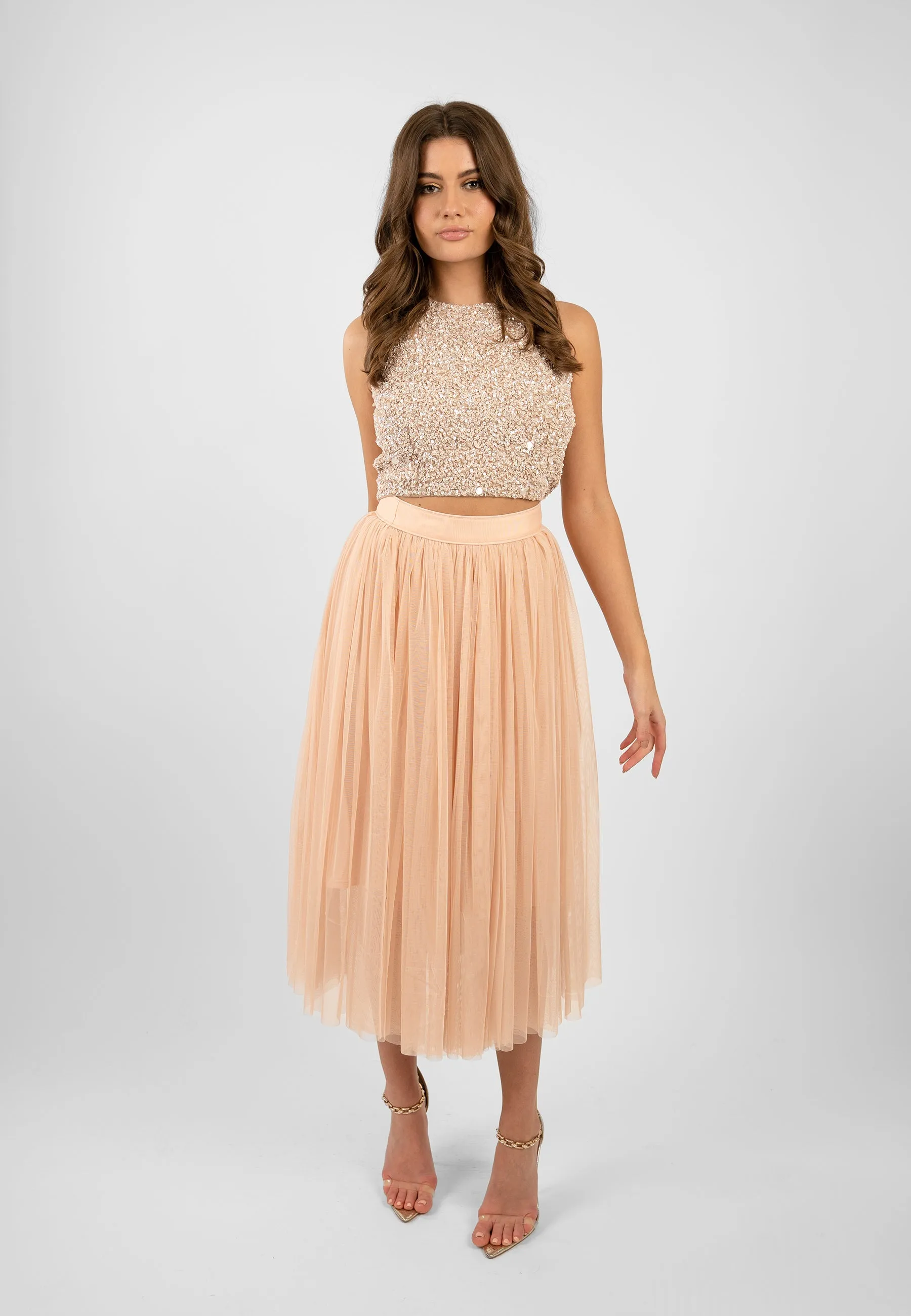 Picasso Nude Embellished Sequin Top