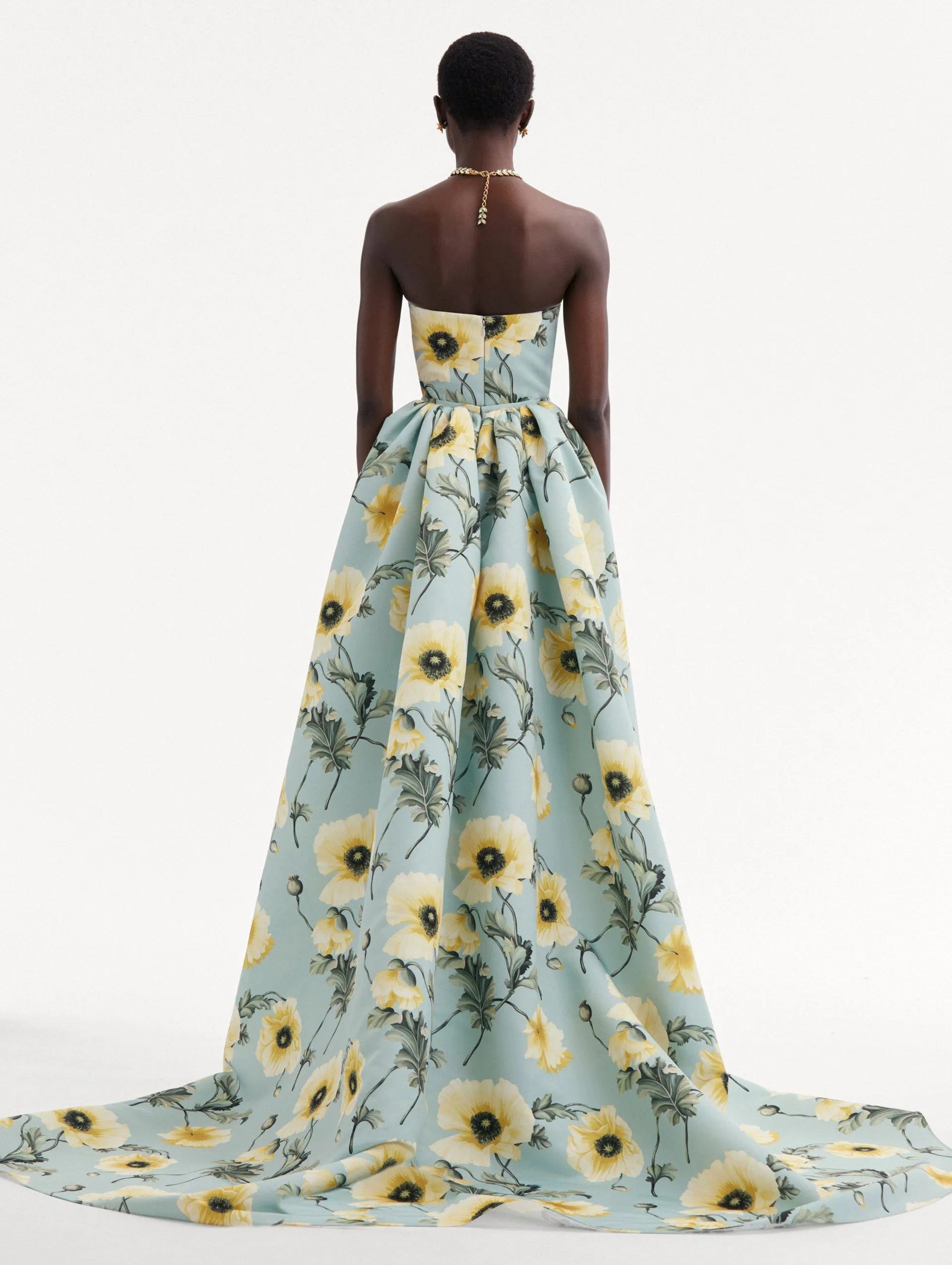 Poppy Column Gown with Bustle