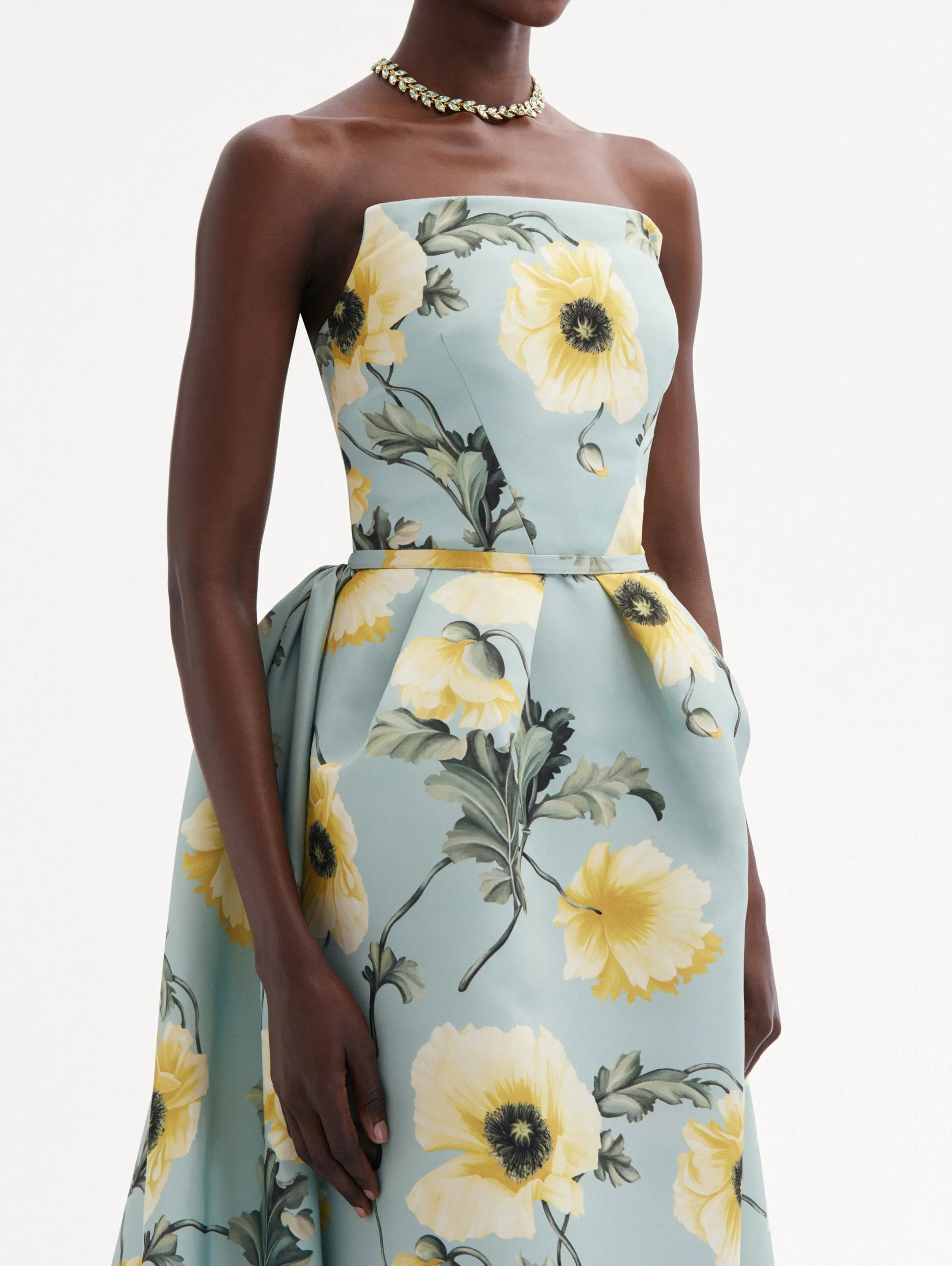 Poppy Column Gown with Bustle