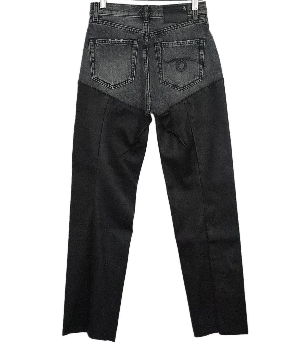 R13 Black Denim & Leather Pants sz 0