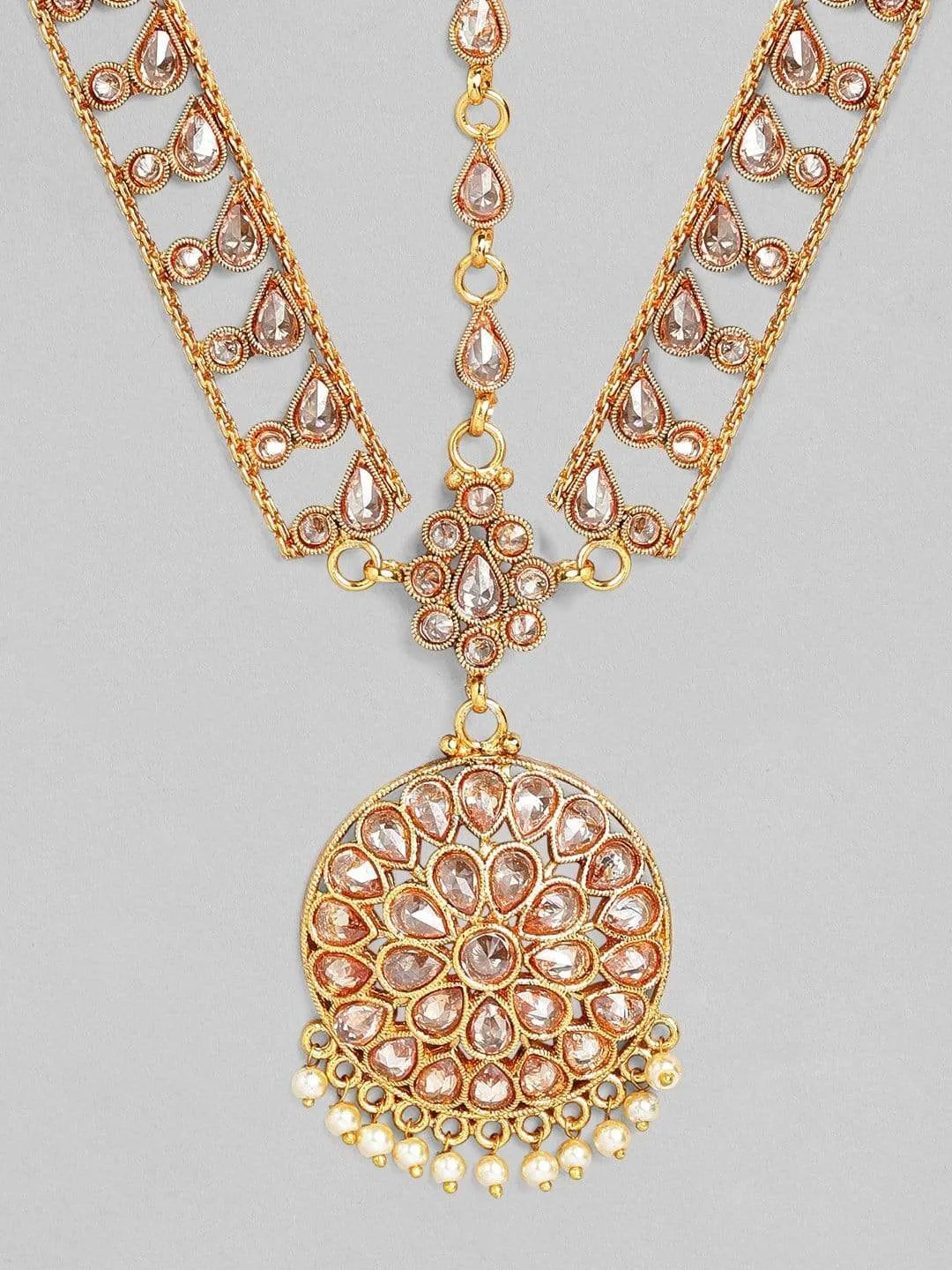 Rubans 24K Gold Plated Handcrafted Ruby Studded  Mathapatti