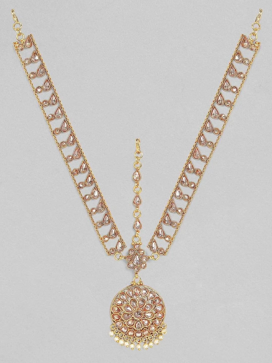 Rubans 24K Gold Plated Handcrafted Ruby Studded  Mathapatti