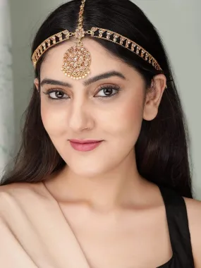 Rubans 24K Gold Plated Handcrafted Ruby Studded  Mathapatti Rubans 24K Gold Plated Handcrafted Ruby Studded  Mathapatti