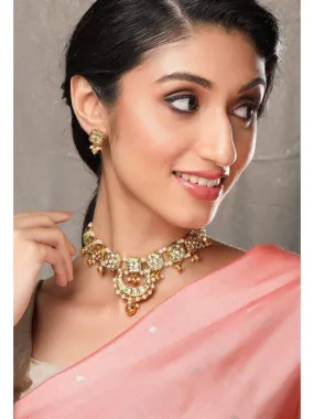 Rubans 24K Gold Plated Kundan Handcrafted Necklace Set Rubans 24K Gold Plated Kundan Handcrafted Necklace Set