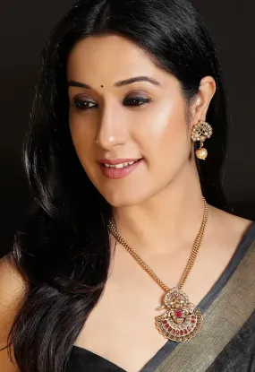 Rubans  Gold Toned Faux Ruby Necklace Set Rubans  Gold Toned Faux Ruby Necklace Set