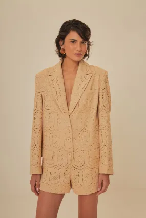 Sand Cotton Eyelet Tailored Romper Sand Cotton Eyelet Tailored Romper