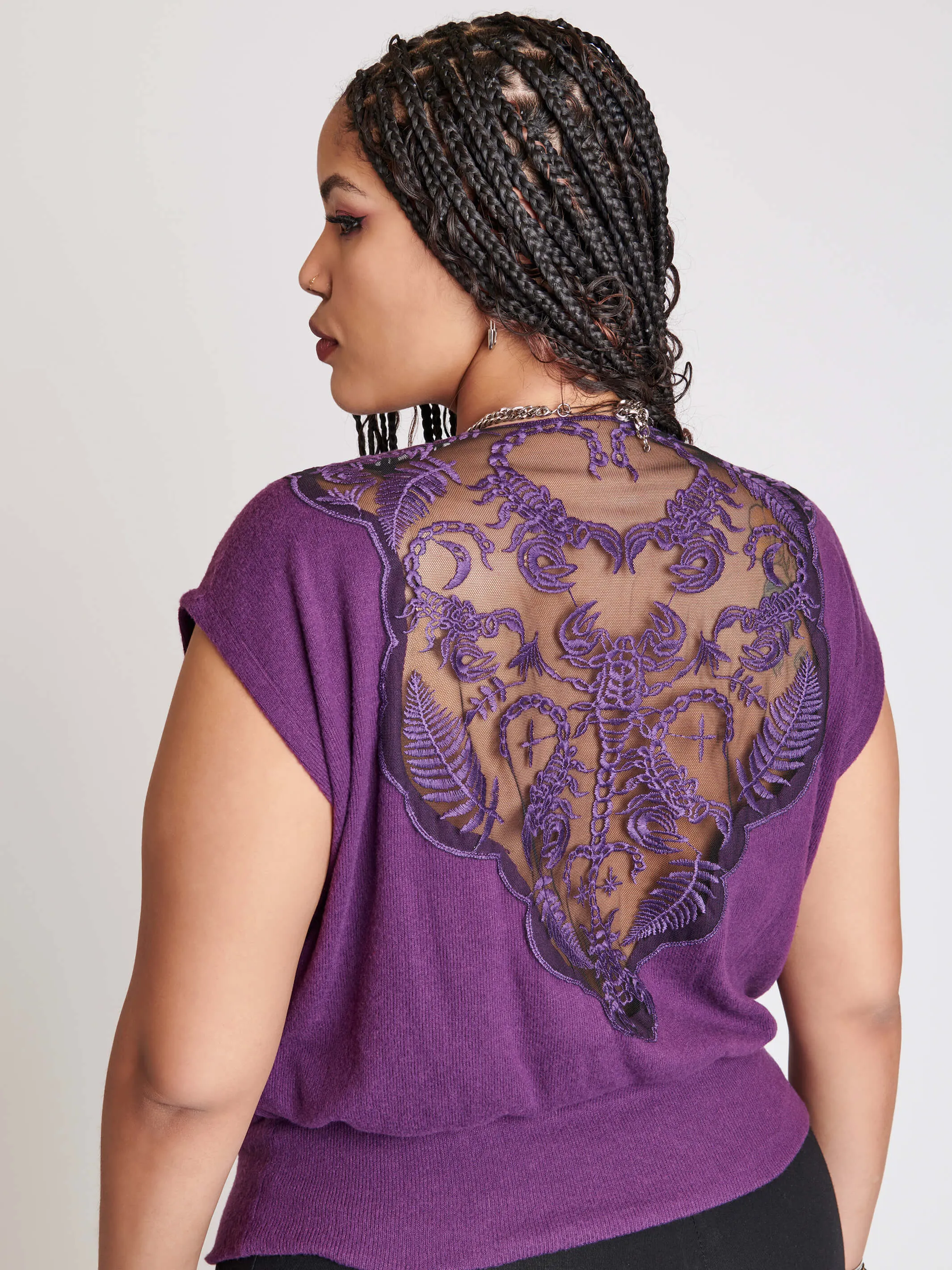 Scorpion Embroidered Blouson Top