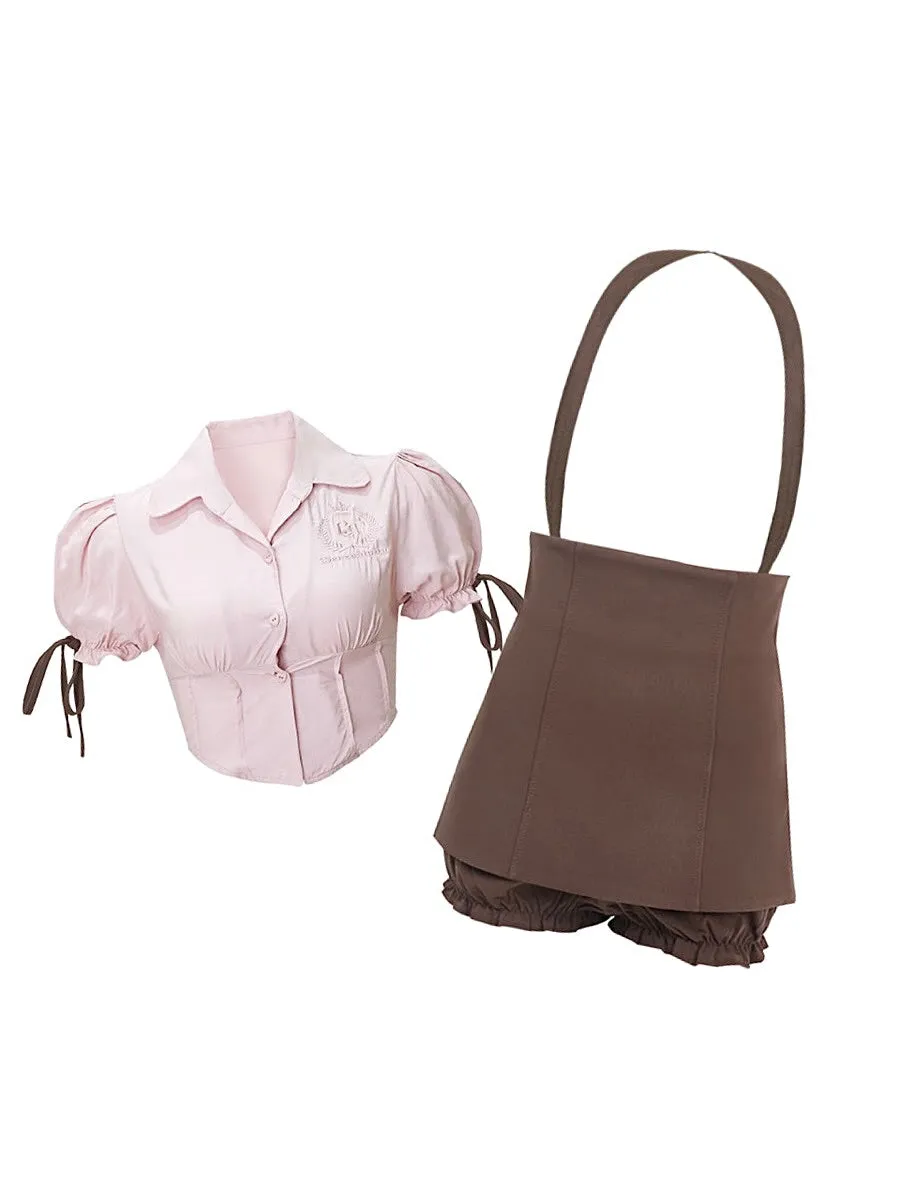 Serendipity Chocolate High Waist Strap Short Skirt