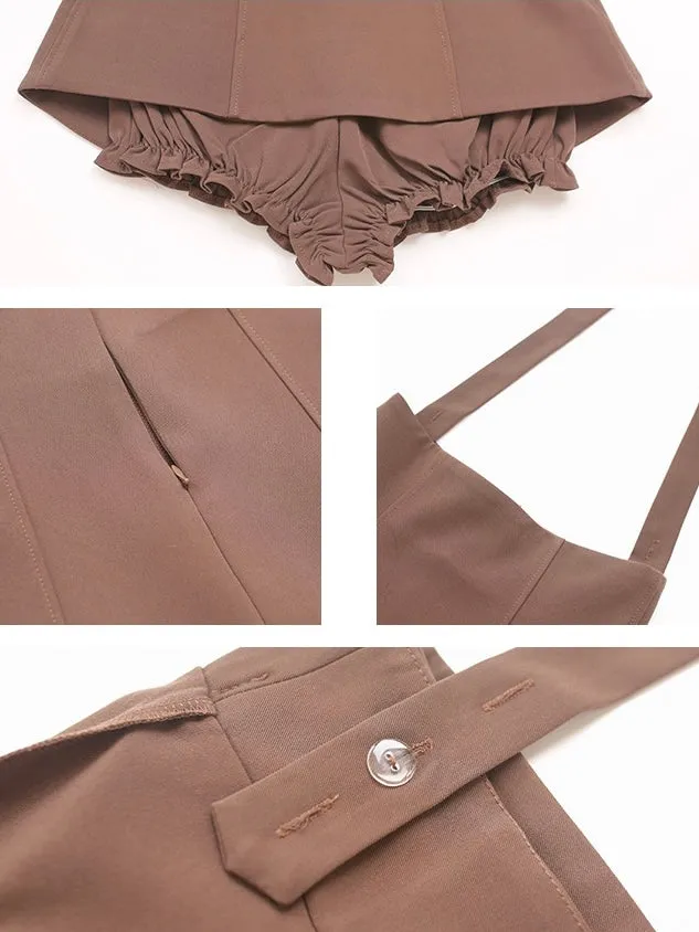 Serendipity Chocolate High Waist Strap Short Skirt