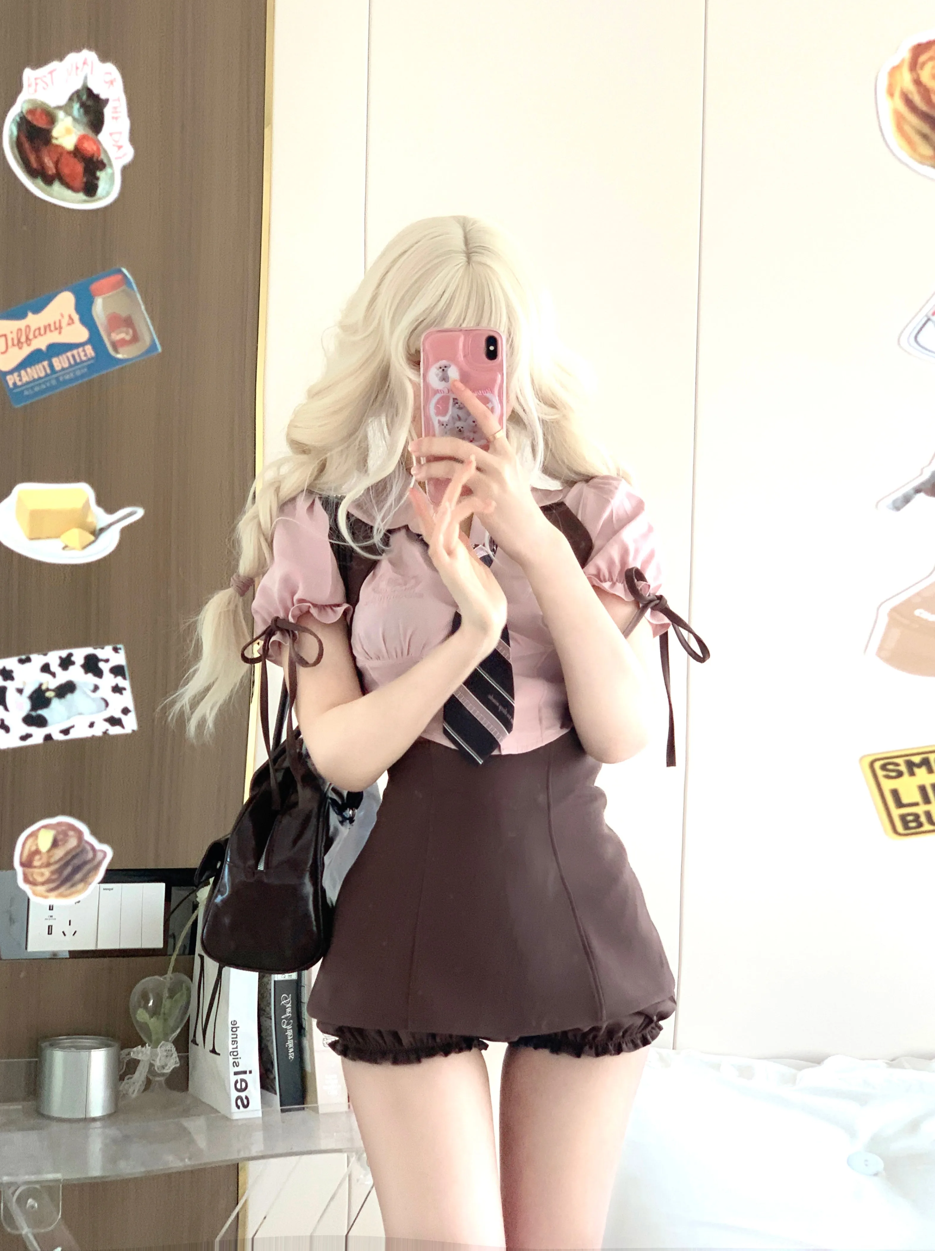 Serendipity Chocolate High Waist Strap Short Skirt