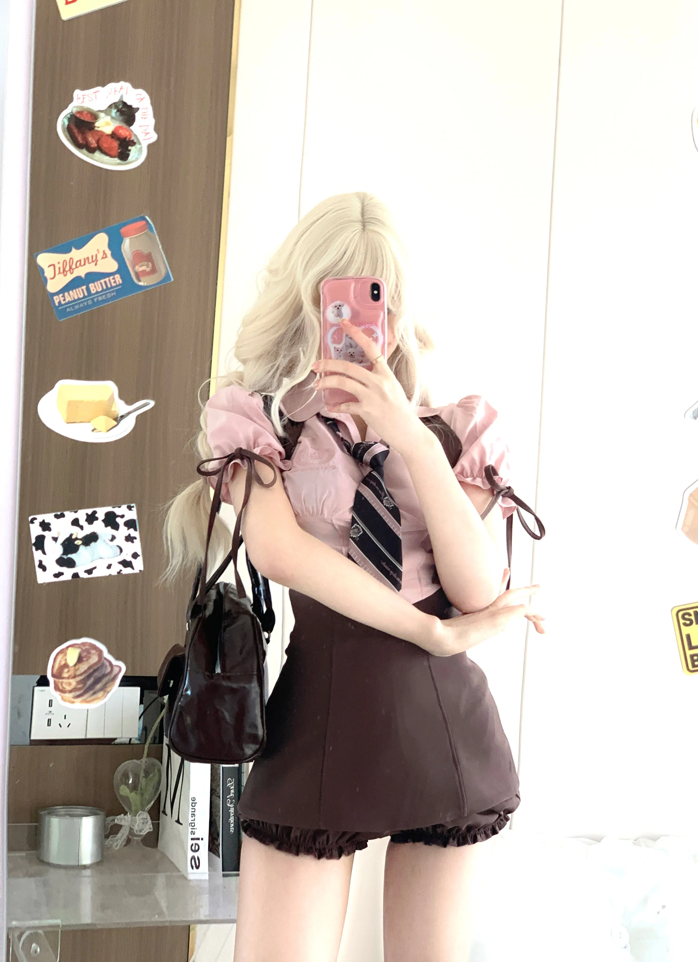 Serendipity Chocolate High Waist Strap Short Skirt