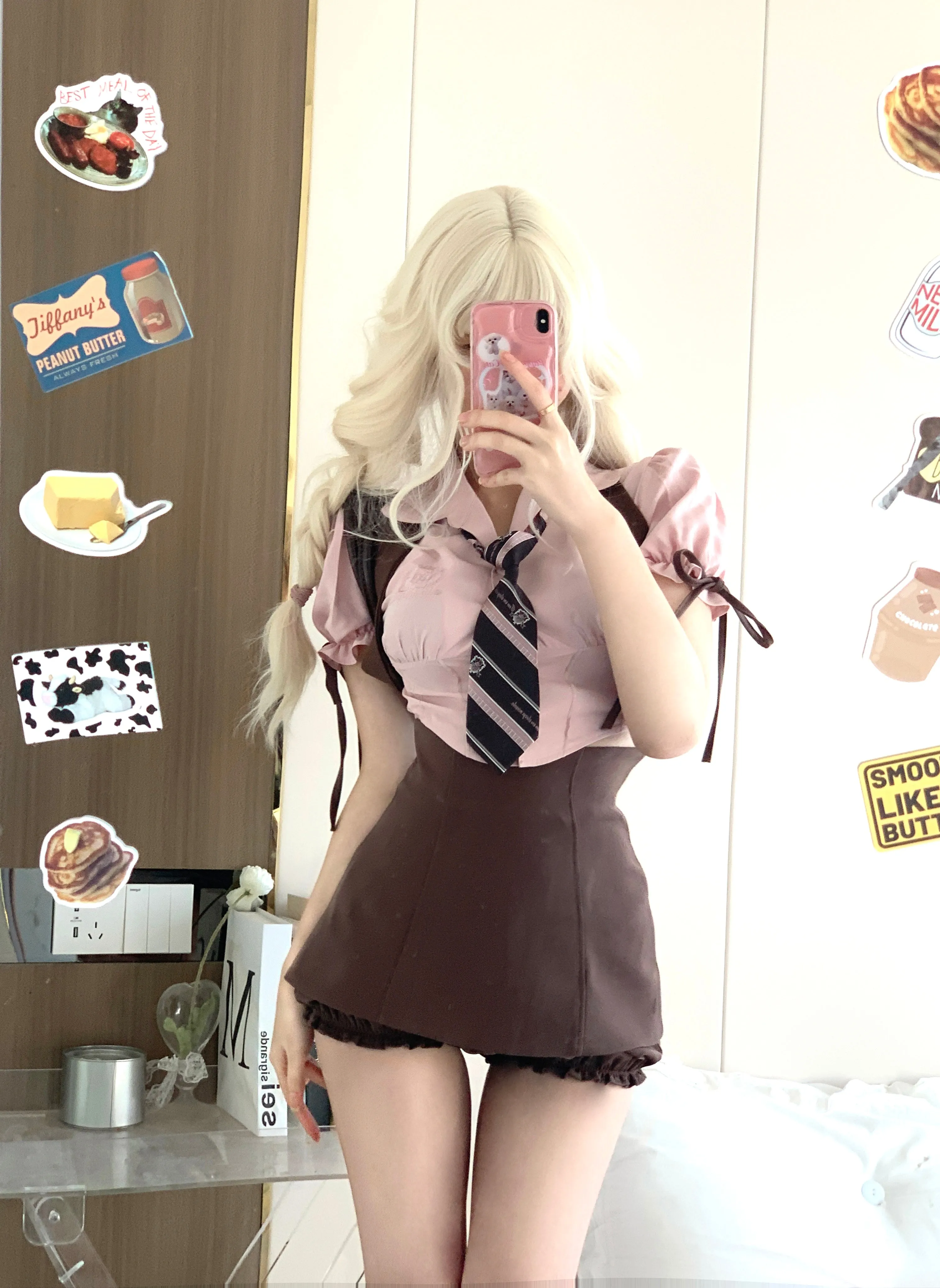 Serendipity Chocolate High Waist Strap Short Skirt