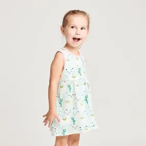 Sleeveless dress "Alpakas Turquoise/Baby Pink" Sleeveless dress "Alpakas Turquoise/Baby Pink"