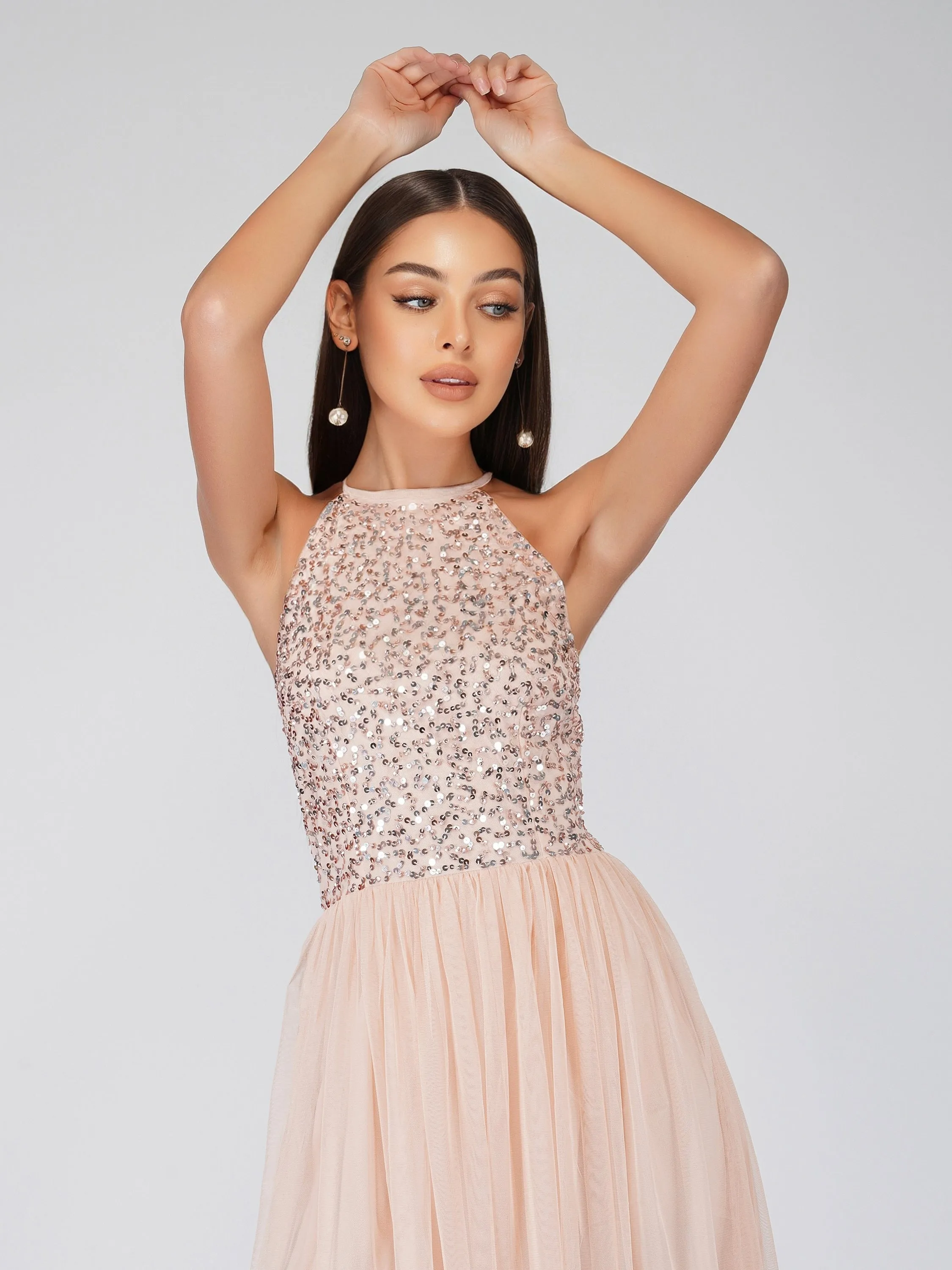 Sprinkle Blush Pink Bridesmaid Midi Dress