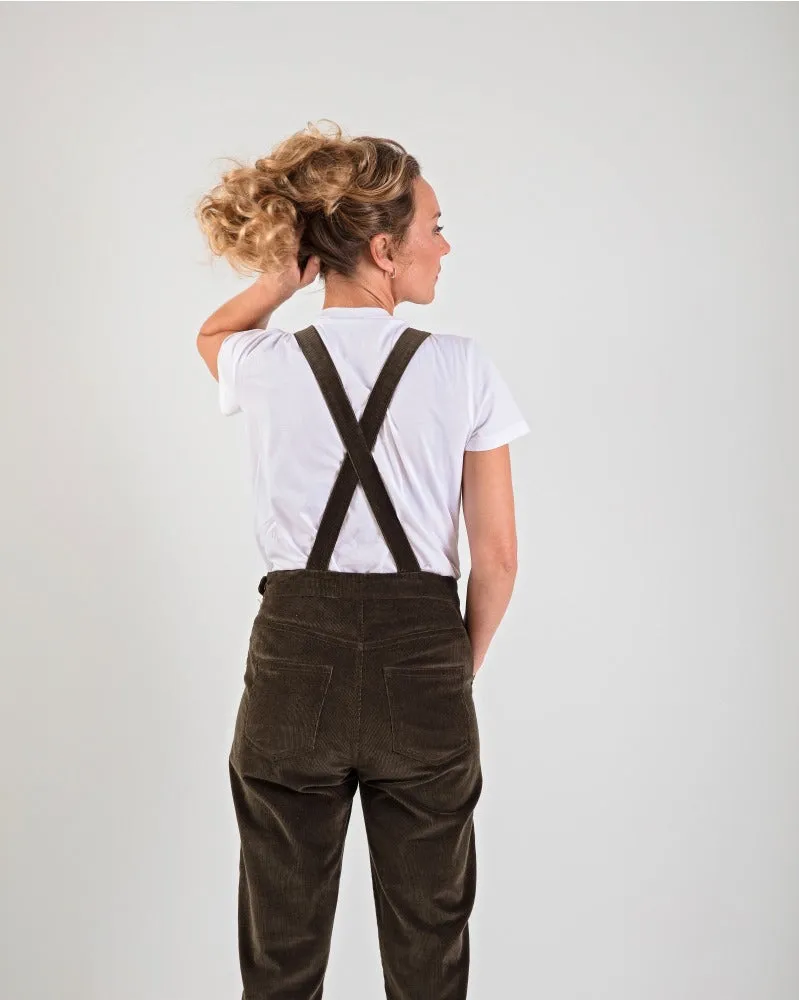 Stretch Corduroy Dungarees - Moss
