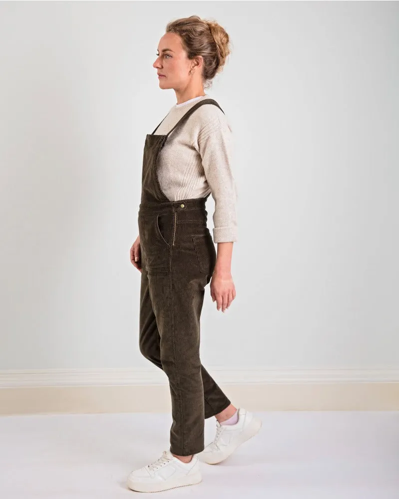 Stretch Corduroy Dungarees - Moss