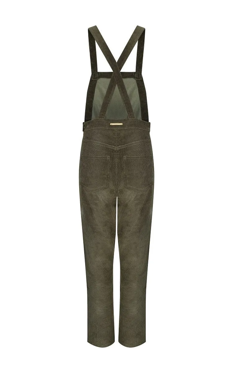 Stretch Corduroy Dungarees - Moss