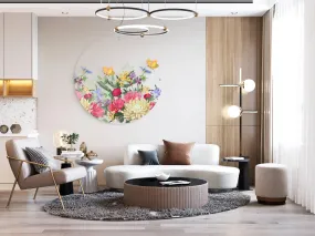 Summer Brightly Flowers Printed Transparent Acrylic Circle Summer Brightly Flowers Printed Transparent Acrylic Circle