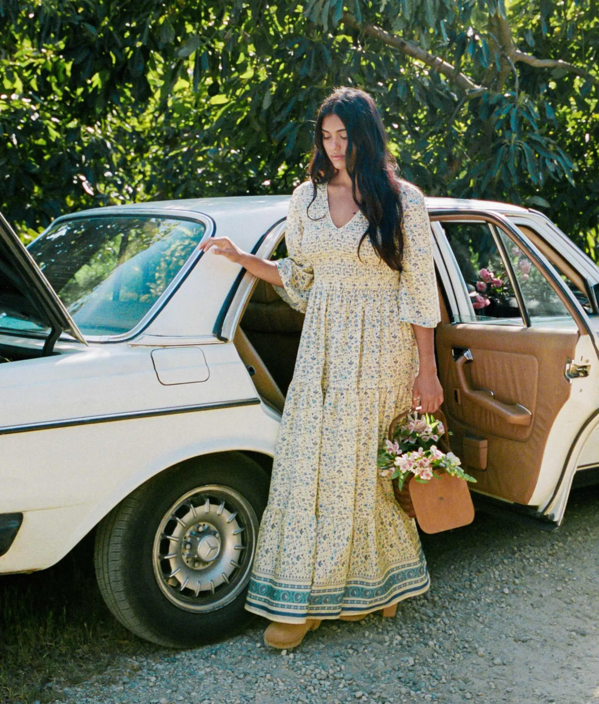 The Basil Dress Petites | Larkspur Ditsy Field Silk-Cotton