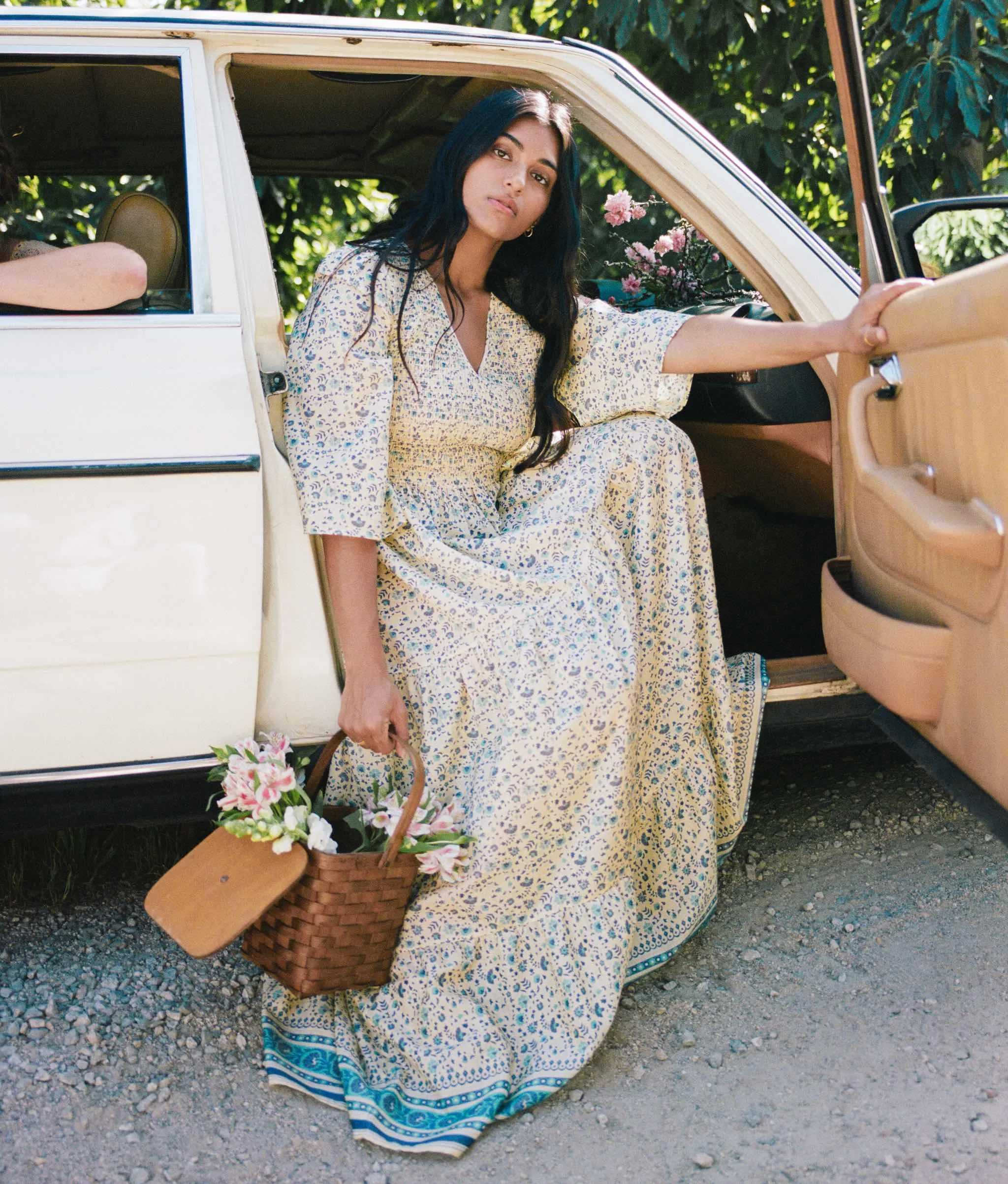 The Basil Dress Petites | Larkspur Ditsy Field Silk-Cotton