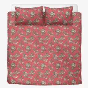 Vampire Art 3-Piece Retro Polyester Bedding Set - Romantic Traditional Red Florals Vampire Art 3-Piece Retro Polyester Bedding Set - Romantic Traditional Red Florals