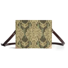 Vampire Art Dark Academia Book Cover Crossbody Bag - Grunge Damask in Green and Cream Vampire Art Dark Academia Book Cover Crossbody Bag - Grunge Damask in Green and Cream